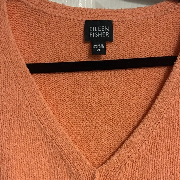 Orange V-Neck Sweater By Eileen Fisher XL - Picture 7 of 7